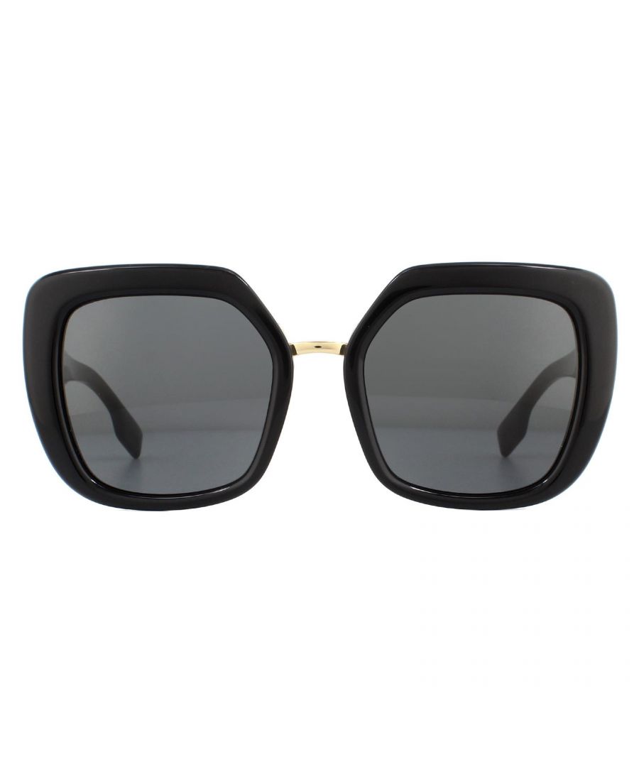 Burberry Sunglasses BE4315 300187 Black Grey are a gorgeous oversized square design crafted from chunky acetate with a contrasting delicate metal bridge and Burberry branding on the temples.
