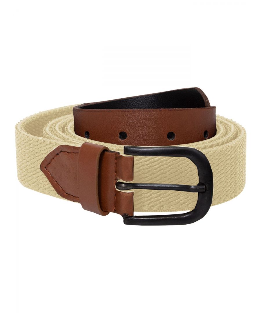 Enzo Jeans Smart Casual Elasticated Canvas Belt\n\nBrushed lead-free brass buckle\n\nFull-grain PU taps and keeper\n\nStretches upto 15 inches\n\nBelt Width is 1” (2.5cms)\n\nAvailable In Navy, Black, Khaki & Stone\n\nVery Good Quality Can Be Used For Jeans, Trousers, Chinos & Casually
