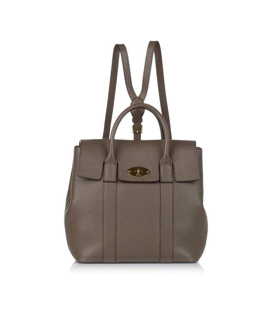 VINTAGE. RRP AS NEW. The Bayswater features a leather body, rolled leather handles, a detachable flat leather strap, a front flap with a twist lock closure, and an interior zip and slip pockets.\n\nDimensions:\nLength 30cm\nWidth 28cm\nDepth 13.5cm\nHand Drop 8cm\nShoulder Drop 78cm\n\nOriginal Accessories: Dust Bag, Authenticity Card\n\nSerial Number: WB4\nColor: Brown\nMaterial: Leather x Calf\nCountry of Origin: England\nBoutique Reference: SSU150839K1342\n\n\nProduct Rating: GoodCondition\n\nCertificate of Authenticity is available upon request with no extra fee required. Please contact our customer service team.