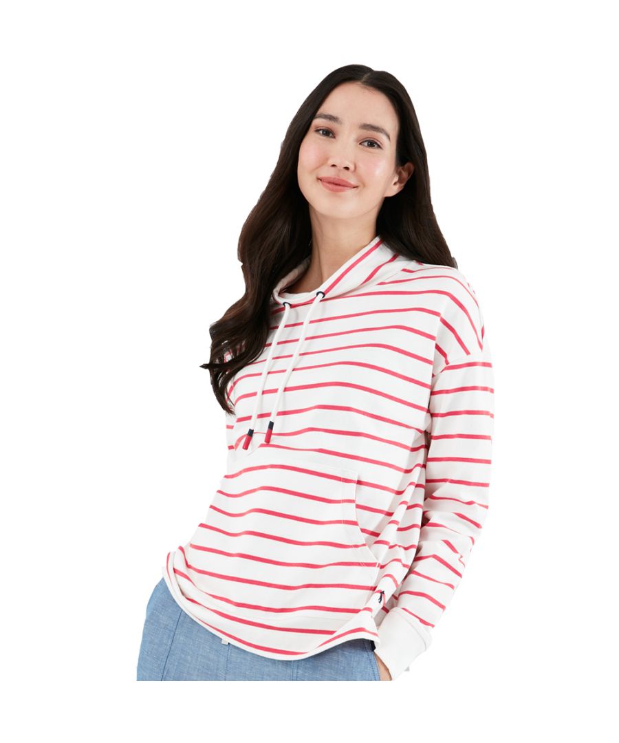 Inspired by the great British coast (but perfect for wearing wherever you fancy) this loopback sweatshirt is a style you'll never regret adding to your wardrobe. Its slightly oversized fit, funnel neck and kangaroo pocket gives it that snug, 'throw on' feel we all look for in a sweatshirt, while the stripes offer up that nautical touch. We've added working pull ties to the neck so you can really snuggle into it and finished them off with contrast dipped ends and eyelets.