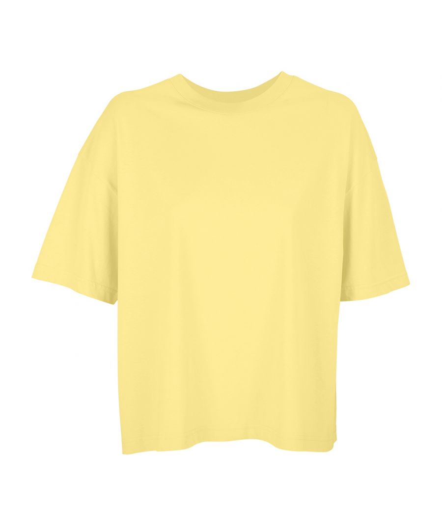 SOLS Womens/Ladies Boxy Organic Oversized T-Shirt (Light Yellow) - Size Medium