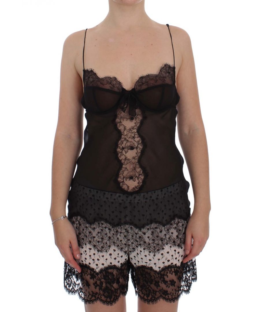 Image for Dolce & Gabbana Black Silk Lace Babydoll Lingerie Top