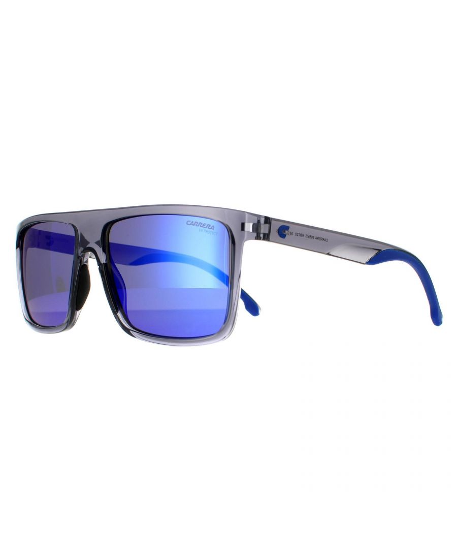 Carrera Rectangle Mens Grey Blue Mirror Sunglasses - One Size