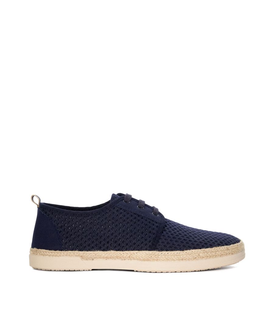 Dune London Mens Founder - Casual Espadrille Shoes - Navy Fabric - Size UK 9