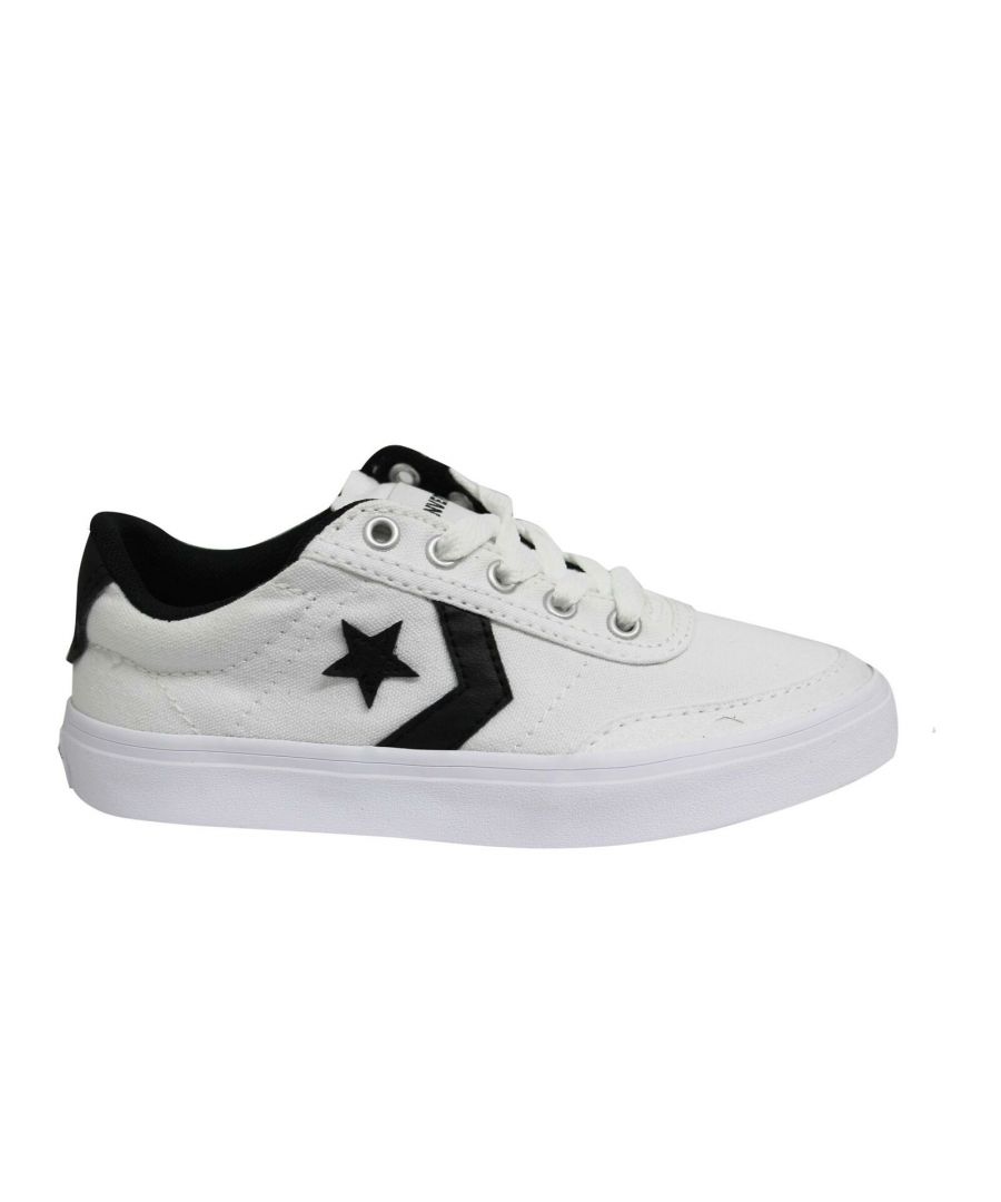 Converse Courtlandt Ox Kids White Textile Low Lace Up Youths Trainers 361817C