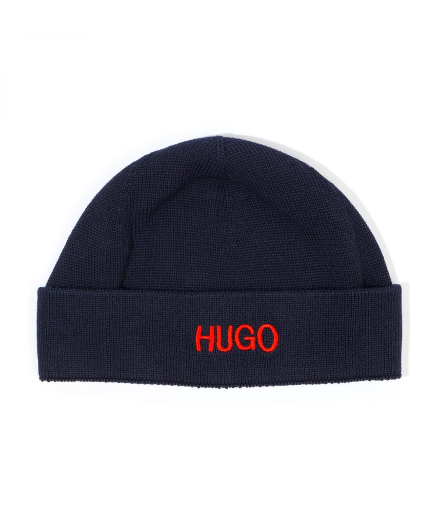 This super soft beanie from HUGO boasts a fisherman beanie silhouette with the iconic HUGO logo taking centre stage embroidered to the front. Knitted from pure organic cotton for natural comfort and breathability. Perfect for adding a signature touch to your outfit. One Size, Pure Knitted Organic Cotton, Turned Up Cuff, Clean Up Your Act Collection, HUGO Branding.