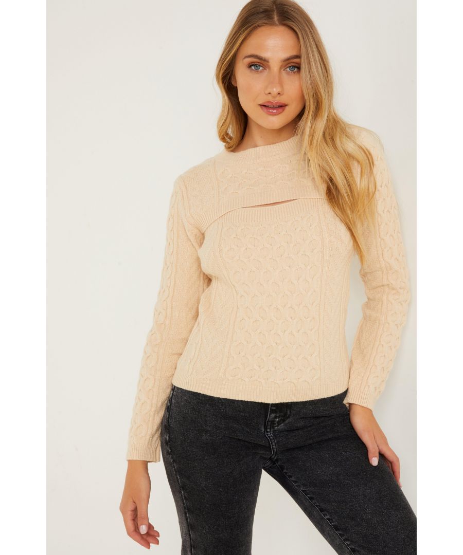 Image for Stone Knitted Cut Out Jumper