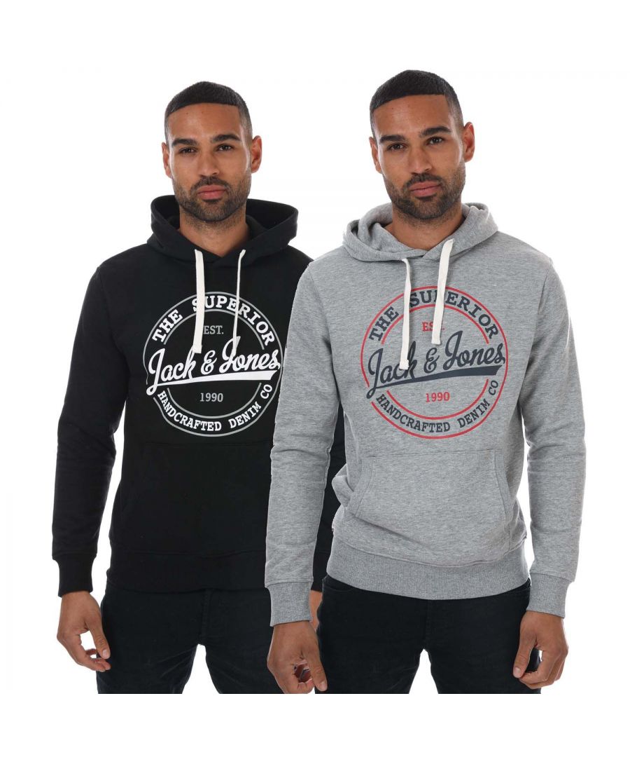 Jack & Jones Brat hoodies voor heren, set van 2, zwart-grijs