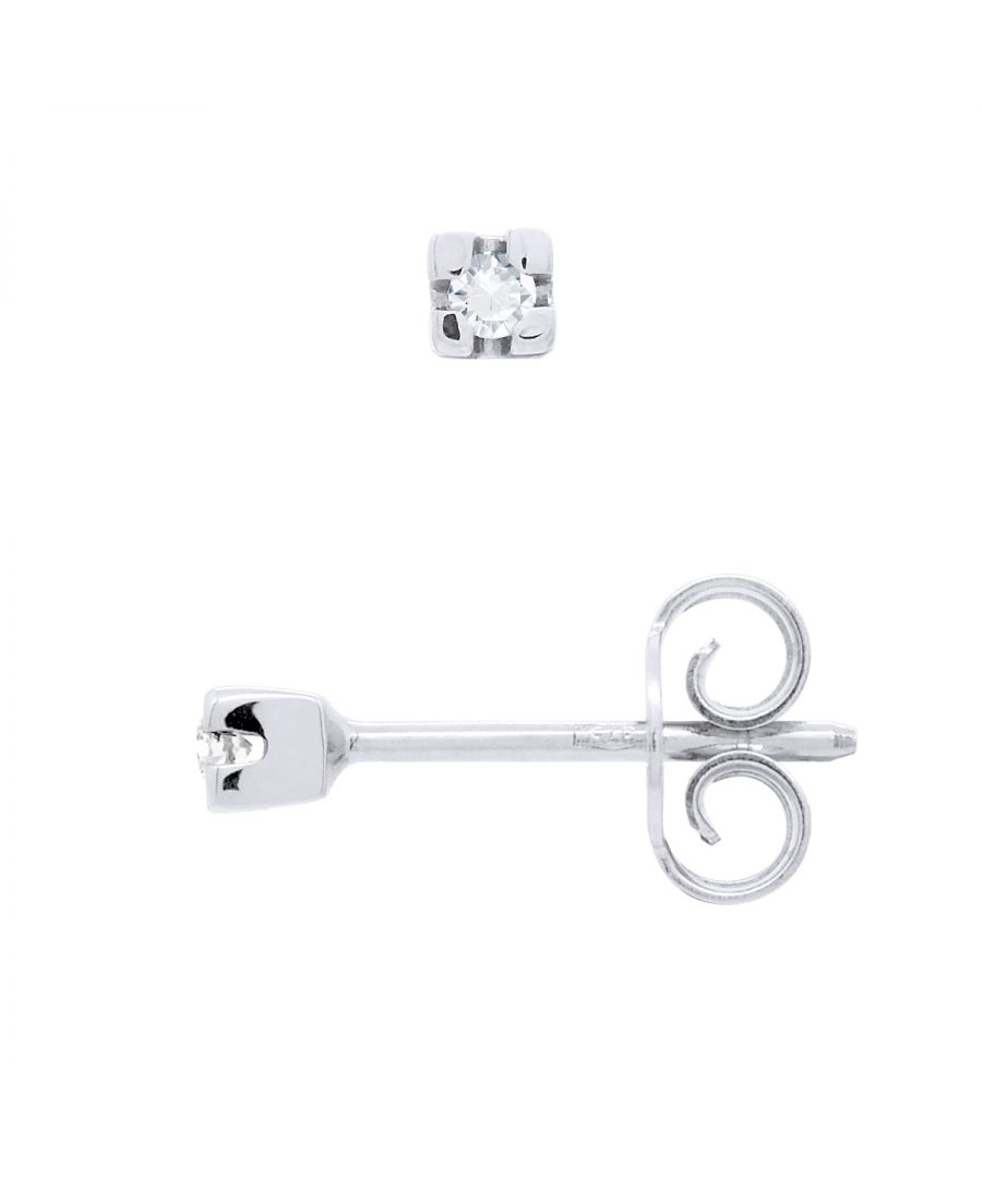 Earrings Solitaire Diamonds 0,04 Cts - HSI Quality - White Gold - Push System - Our jewellery is made in France and will be delivered in a gift box accompanied by a Certificate of Authenticity and International Warranty