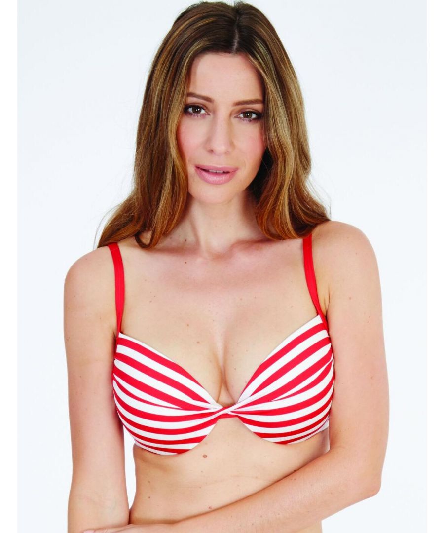 Lepel Womens 1742600 Beach Life Twist Plunge Bikini Top - Red - Size 32DD