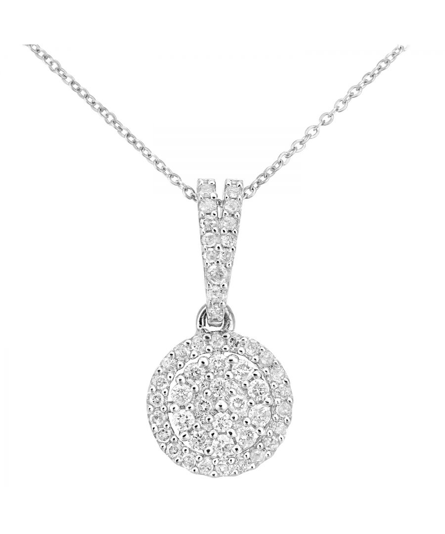 Image for 9ct White Gold Diamond Cluster Setting Pendant Necklace of Length 46cm