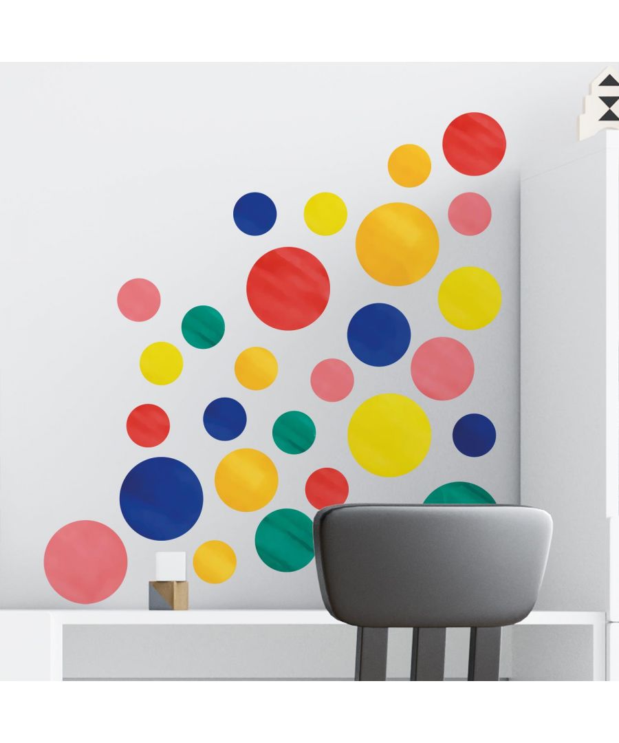 Image for Watercolour Circles Colourful Rainbow, wall decal kids room 63 cm x 58 cm 27 pcs