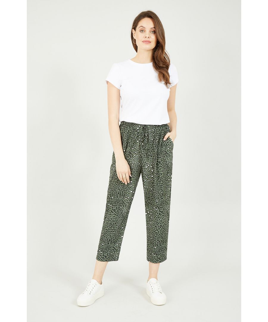 Image for Yumi Green Animal Print Cropped Trousers