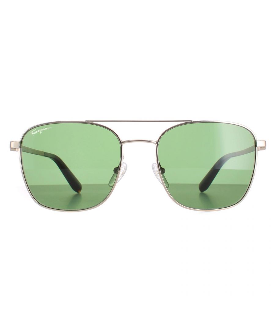 Salvatore Ferragamo Aviator Mens Golld Green SF158S - Gold Metal - One Size