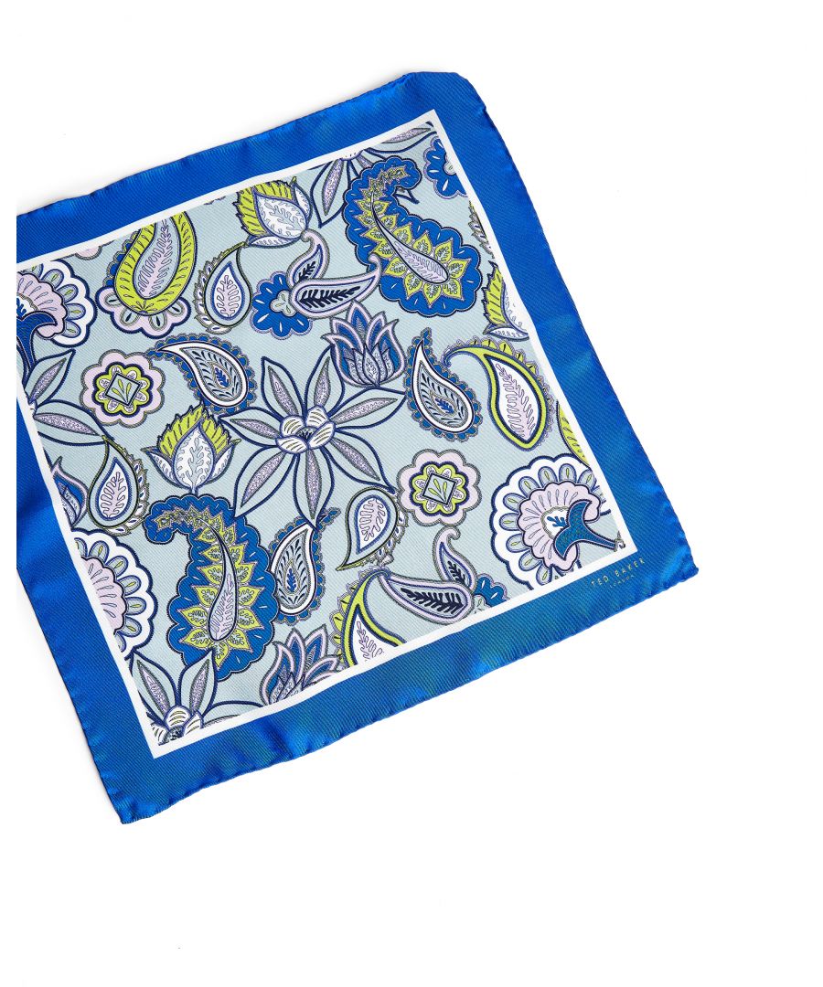 Image for Ted Baker Ramsey Paisley Print Silk Pocket Square, Light Blue