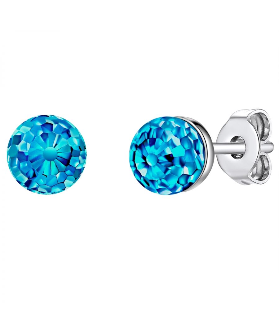 rafaela donata womens stud earring sterling silver embellished with swarovski crystals light blue - one size