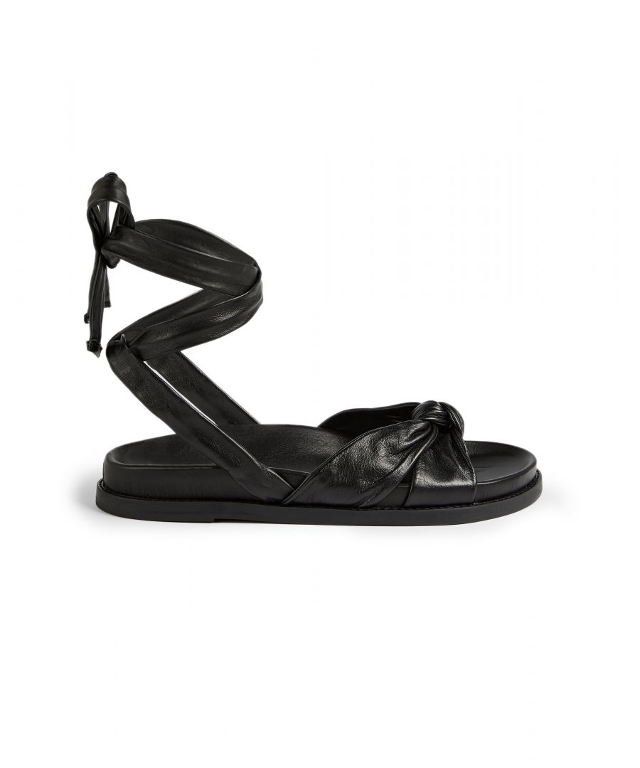 Knotted Leather Flat Sandal