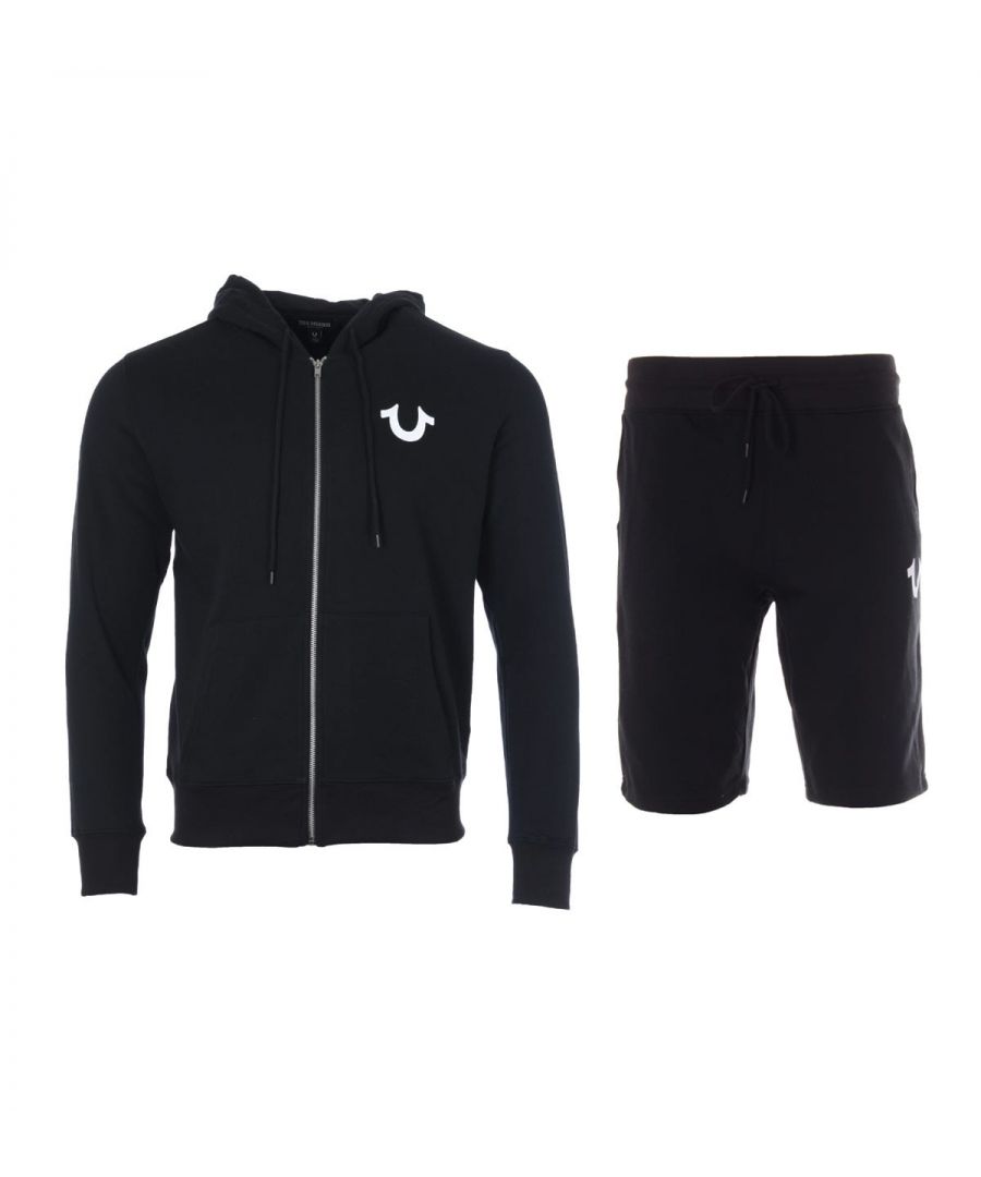 Image for True Religion Arch Logo Hooded Sweatshirt & Shorts Set - Black