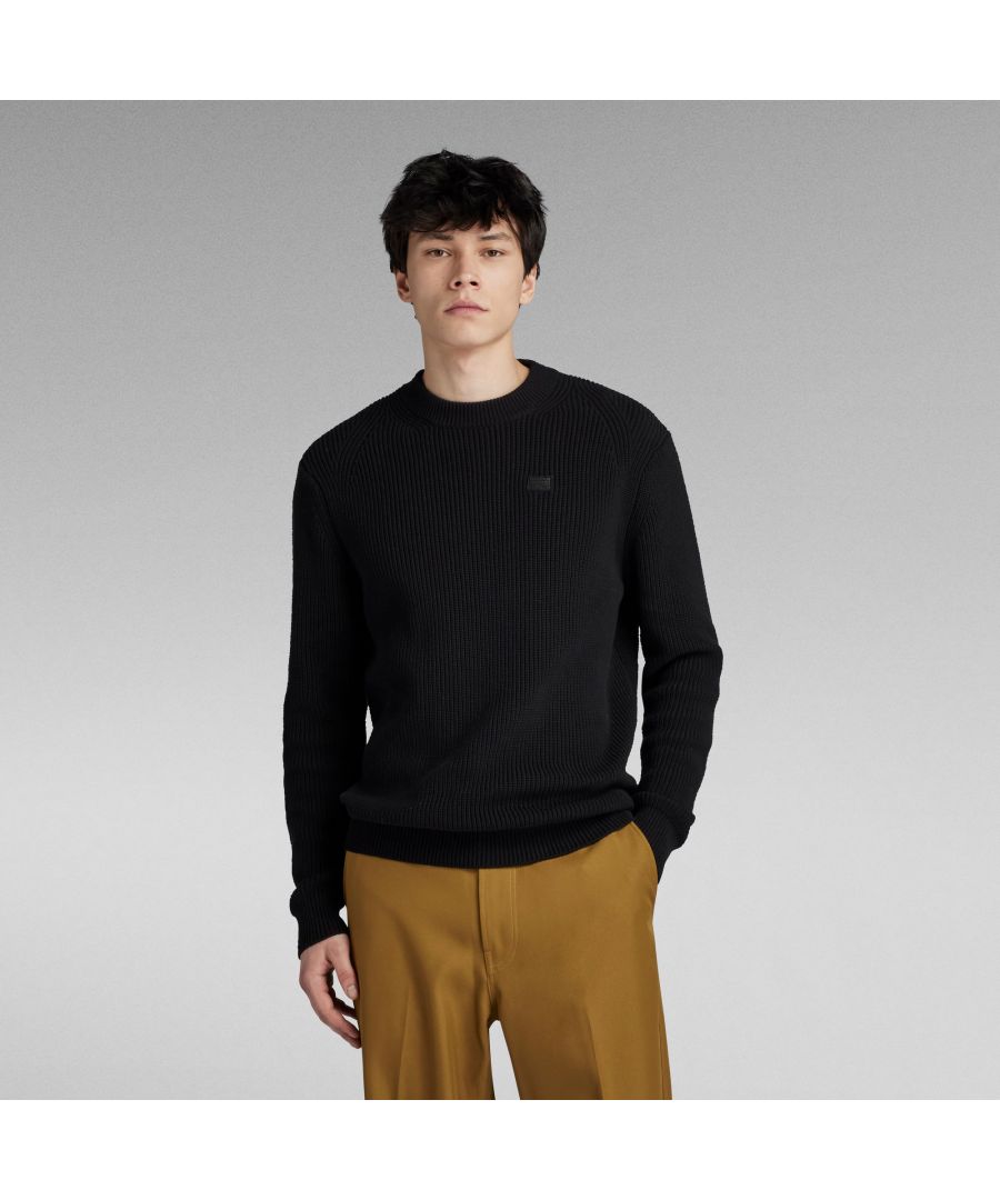 G Star Raw Mens G-Star RAW Pullover Knitted Sweater - Black Cotton - Size Medium