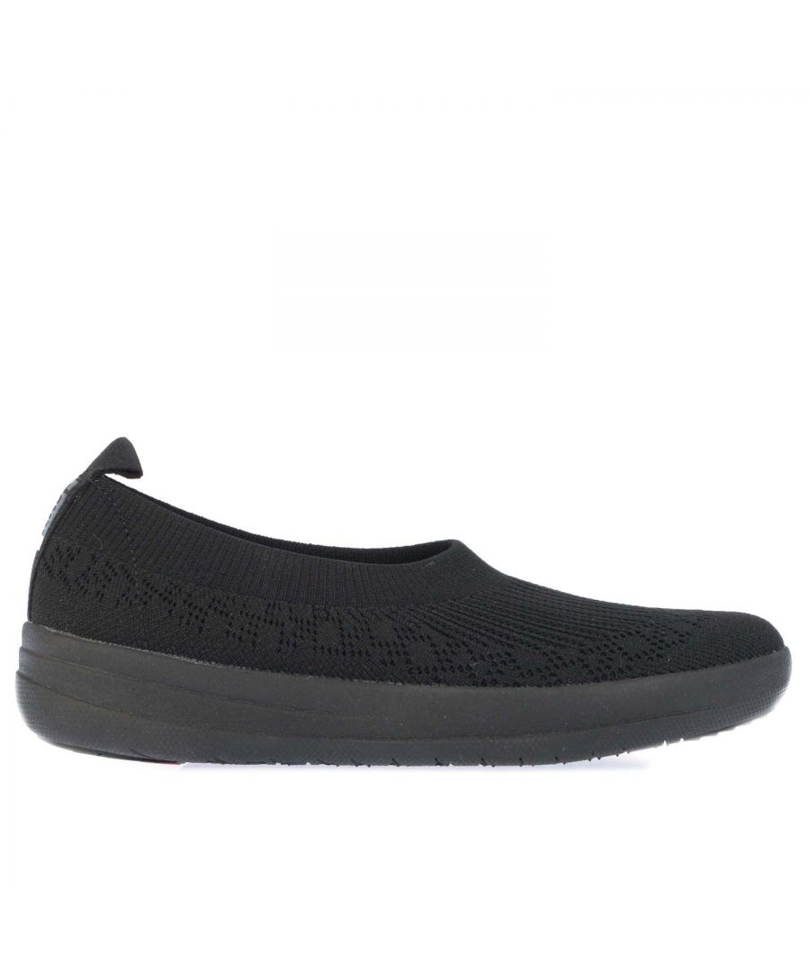 Womens Fit Flop Uberknit Ballet Pumps in black.- Textile upper.- Pull on closure.- Anatomically contoured footbed. - Anatomicush technology.- Rubber sole.- Textile upper and lining.- Ref: H95090
