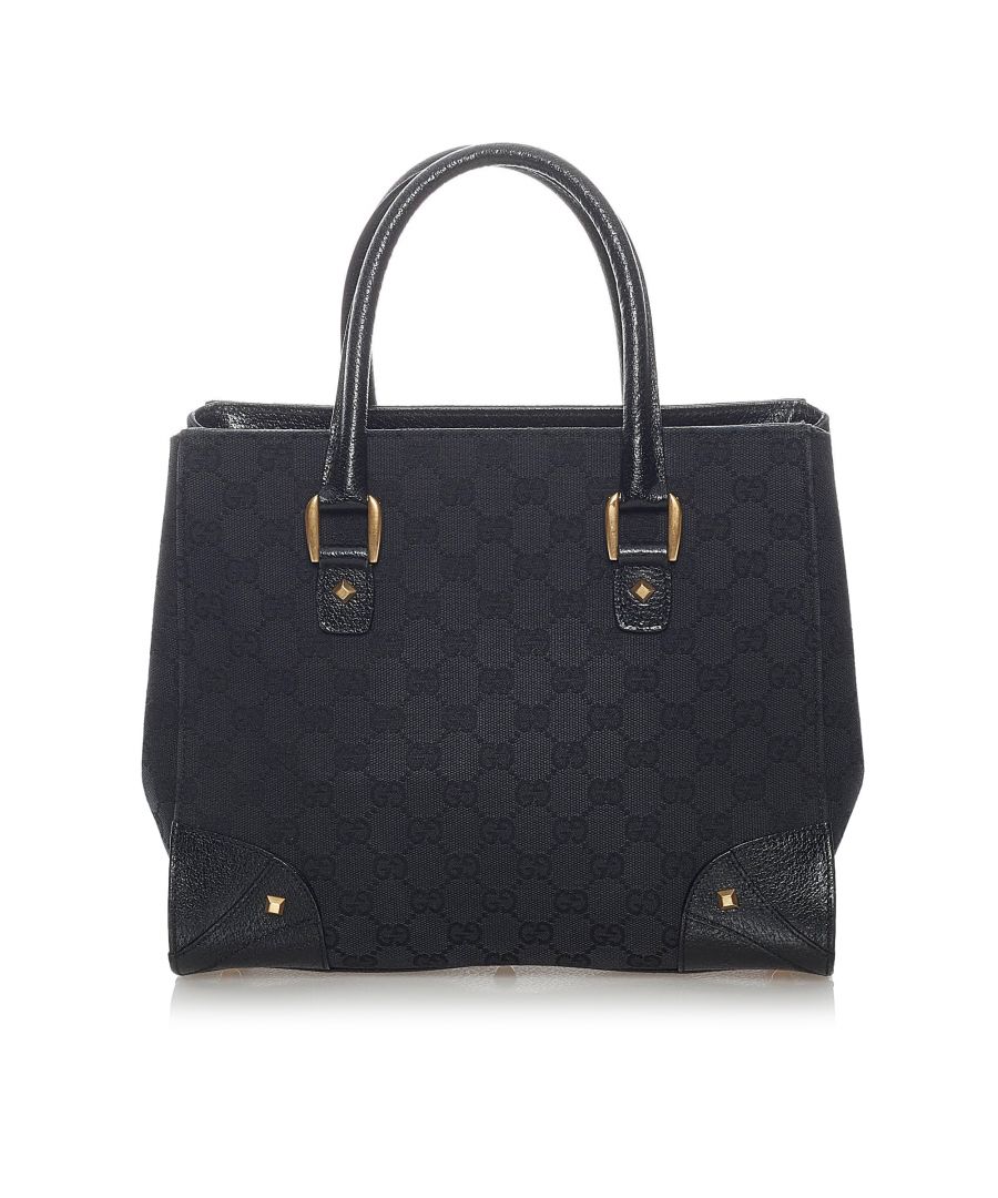 Image for Vintage Gucci GG Canvas Nailhead Handbag Black