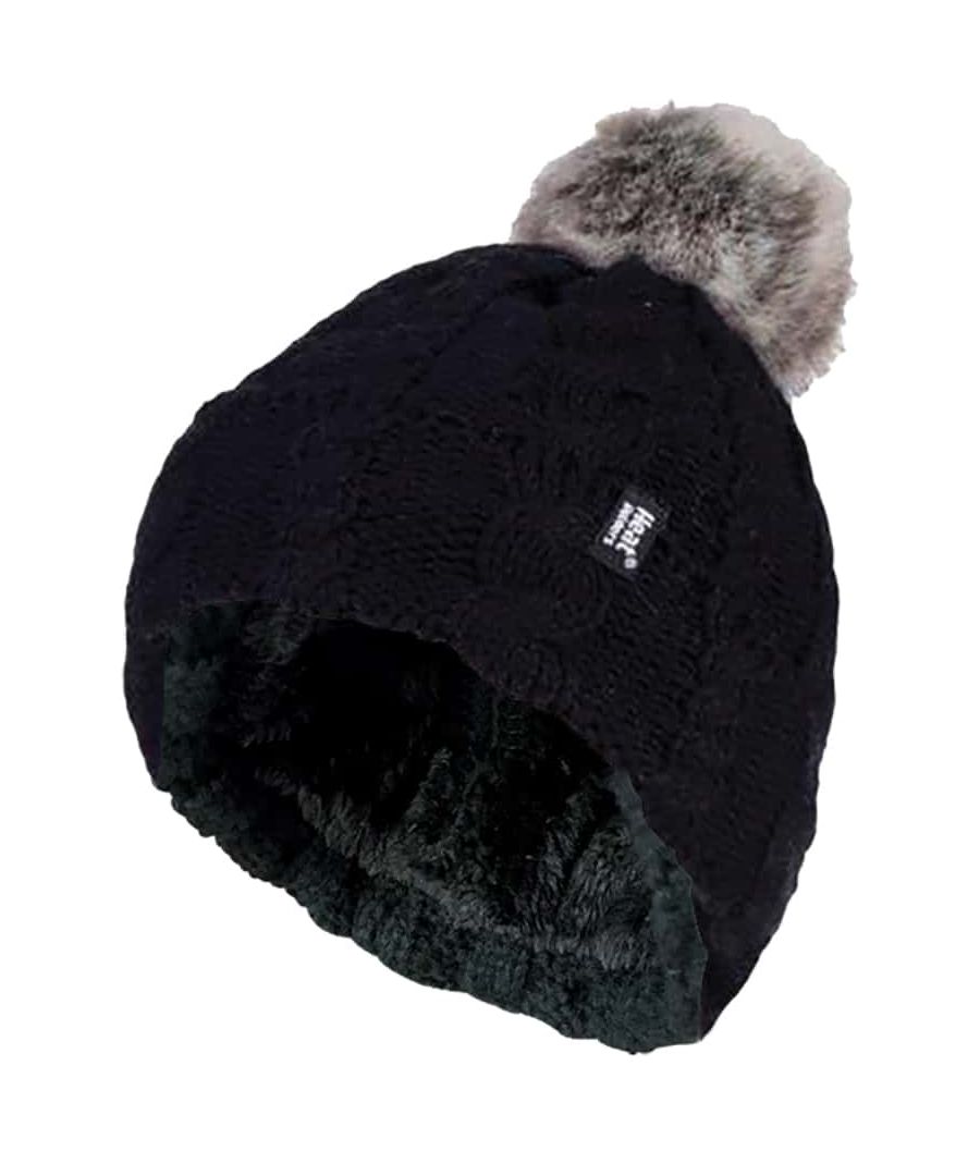 Heat Holders Thermal Hat with Pom PomThese ladies Heat Holders turn over cuff bobble hats have a fabulous fleece plush insulating lining, called Heatweaver, that is even more effective at holding warm air in that regular lining. This silky, soft lining doesn't just feel luxurious, it also assures you of warm ears in the harsh winter.This all is made with the Heat Holders Yarn which is expertly made in order to keep you nice and warm, with its superior moisture wicking abilities and keep all the cold out. All these features guarantee that you are toasty warm throughout the cold weather.The new pom pom hat has a turn over cuff and a fluffy soft pom pom on the top to give your hat that extra style and character this winter. The outer layer is covered with a beautiful cable knit design. Available in 7 different colours and in one size fits all. Extra Product Details - Thermal Hat - Pom Pom - Heatweaver lining. - Heat Holders yarn. - Toasty warm ears. - Soft and comfortable fit. - One Size. - 7 colours. - Turn Over Cuff - Cable Knit