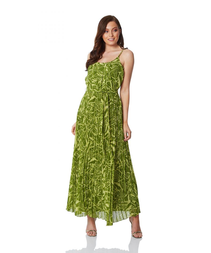 Abstract Print Pleated Maxi Dress