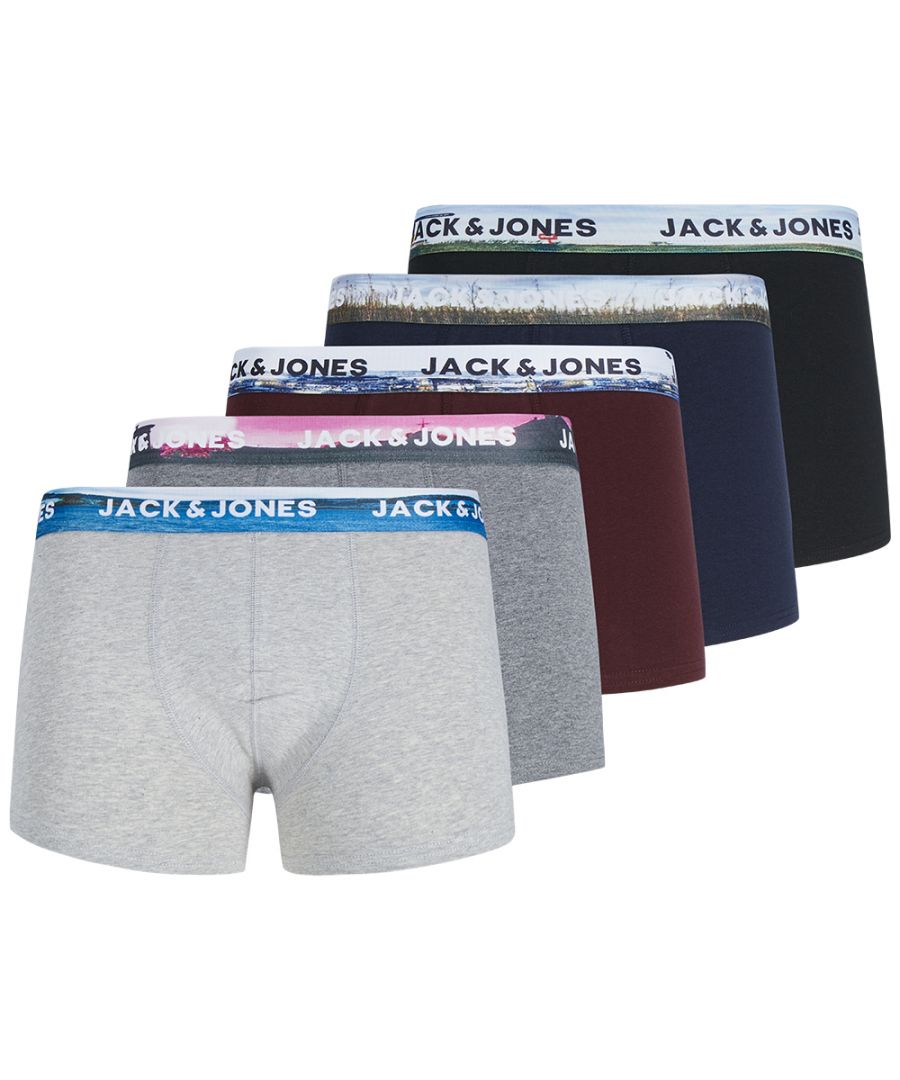 Image for Jack & Jones Mens Jacrimo 5 Pack Trunks Boxer Shorts
