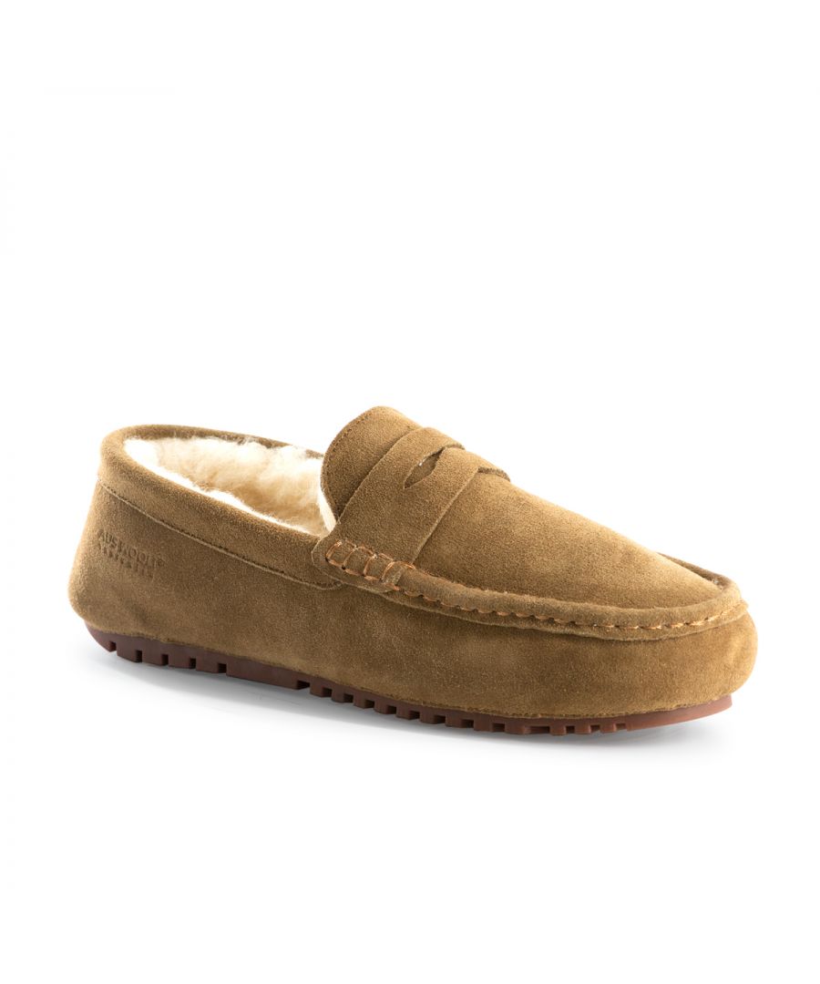 Cosy Mens moccasin you will never want to take off your feet. The loafer has a peny bar for the added timeless appeal. Plush premium Australian sheepskin lining. Leather suede upper that is water resistant. Full sheepskin insole. Rubber sole for extra comfort as its moccasin stitched. The perfect comfort shoe.