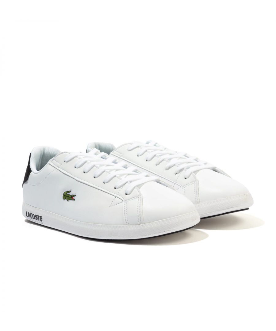 Image for Lacoste Graduate Leather Court Trainers - White & Black