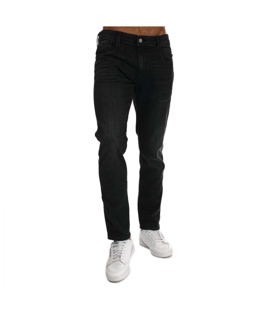 Mens Replay Anbass Slim Fit Stretch Jeans in grey.- 5-pocket construction. - Zip fly and button fastening.- Stretch cotton denim.- Multiple logo detailing.- Replay branding.- Tonal stitching.- Regular waist.- Slim fit.- 99% Cotton  1% Elastane.- Ref: M914Y51A936097