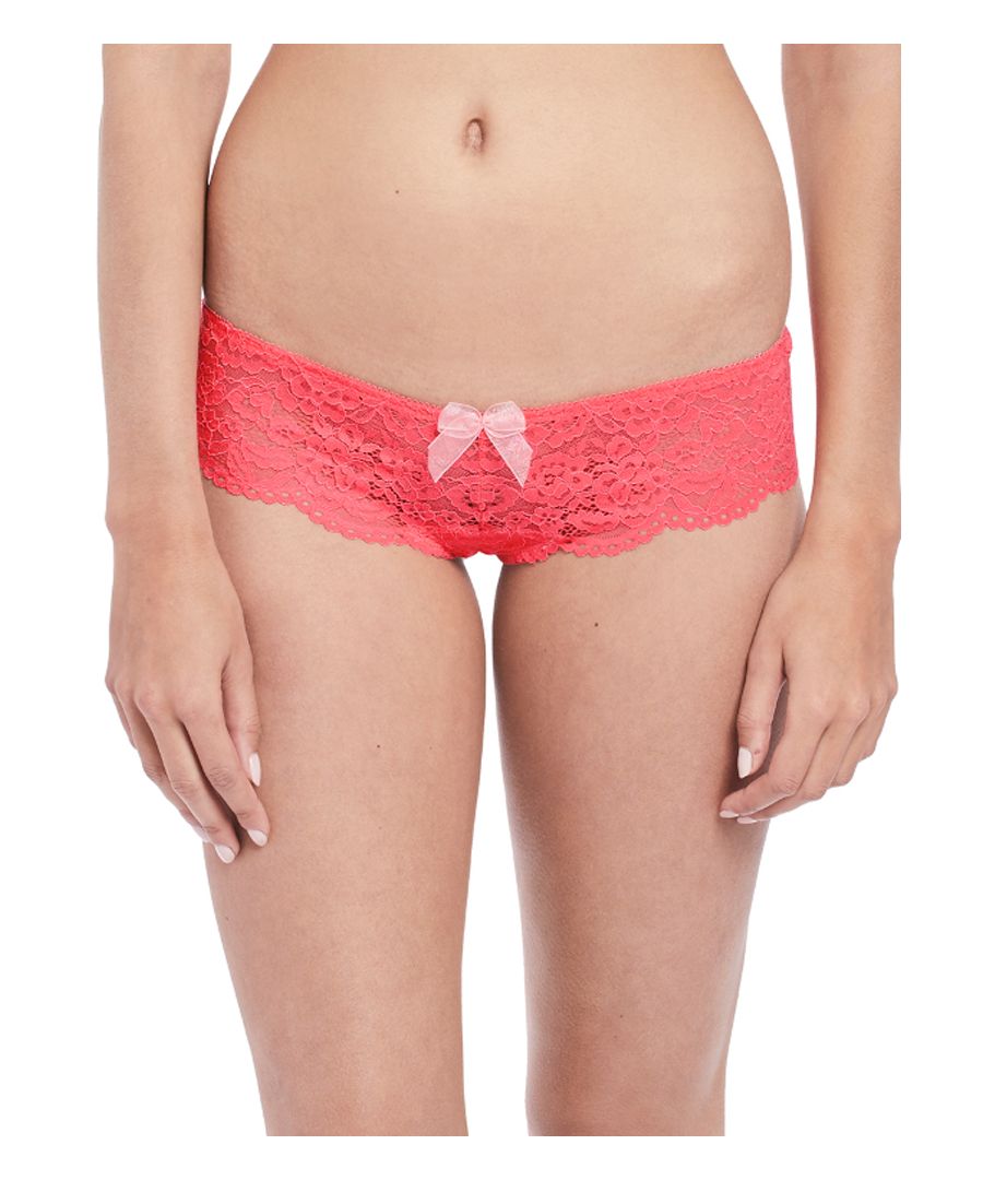 b.Tempt'd by Wacoal, this stunning Ciao Bella tanga thong boasts a beautiful corded lace, sitting just below your hips for comfort and finished with an oversized organza bow for a chic touch. Size Guide: S (10), M (12), L (14).