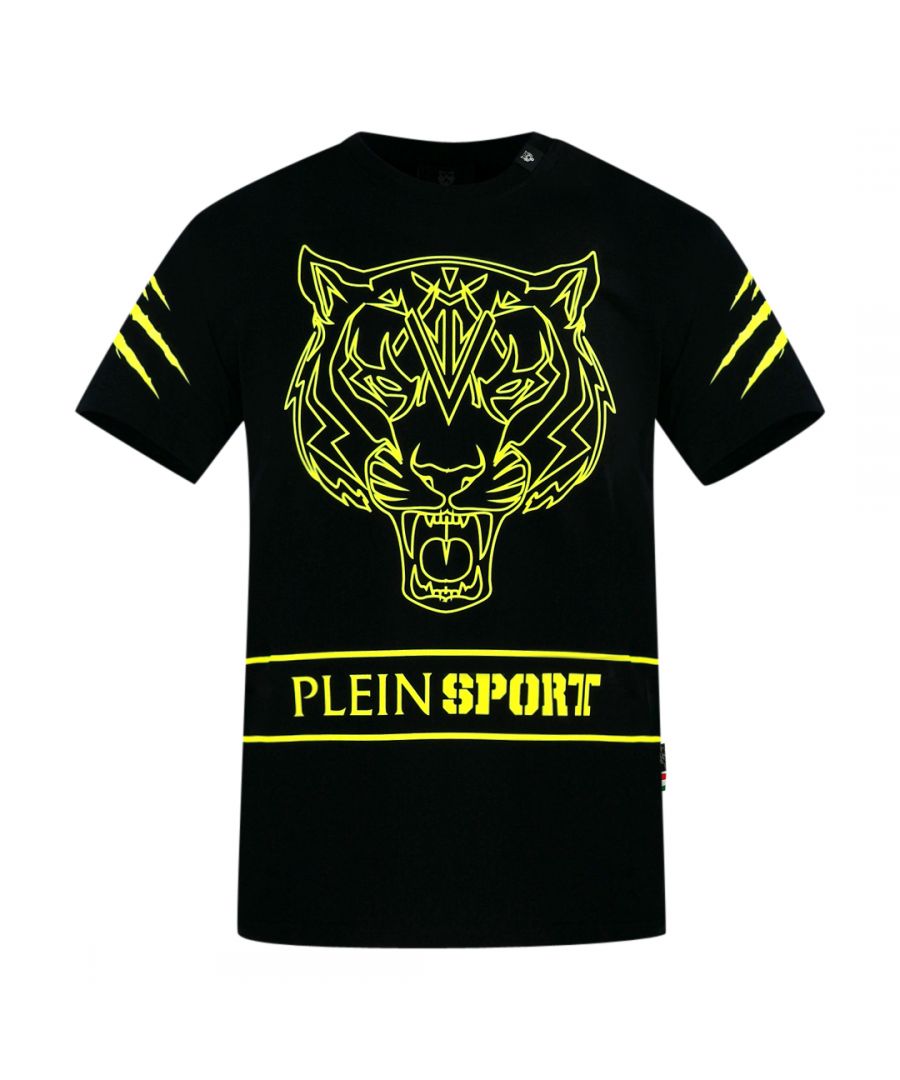 Philipp Plein Sport Tiger Scratch Black T-Shirt. Philipp Plein Sport Black Tee. Stretch Fit 95% Cotton, 5% Elastane. Made In Italy. Plein Branded Logo. Style Code: TIPS102IT 99