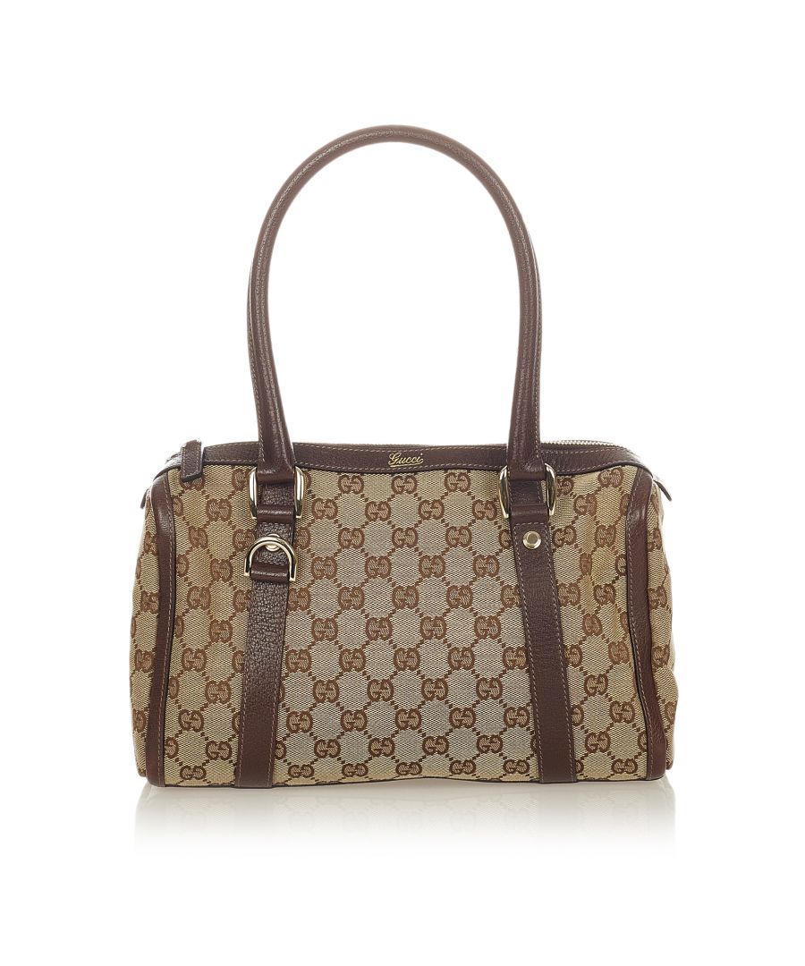 Image for Vintage Gucci Abbey GG Canvas Boston Bag Brown