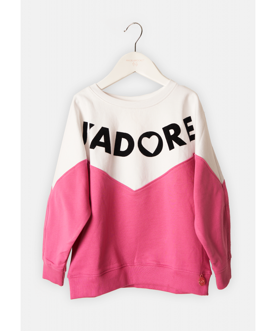 Take your sweatshirt to the next level. Supersoft 100% cotton with chevron detail and a slogan you will J'adore - wear with our matching side stripe legging for the ultimate co-ord. Pink. About me: 100% Cotton. Look after me: Think planet. wash at 30c.