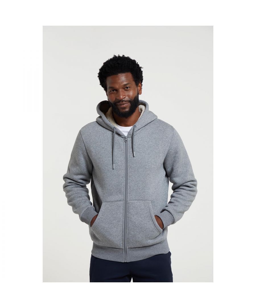 Mountain Warehouse Mens Dalton Borg Lined Full Zip Hoodie (Dark Khaki) - Size 4XL - Secret Sales