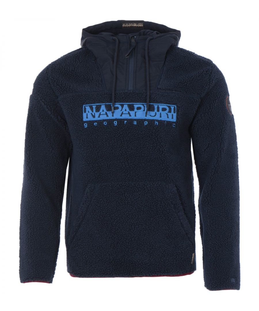 Image for Napapijri Teide Recycled Fleece Hooded Sweatshirt - Blue Marine