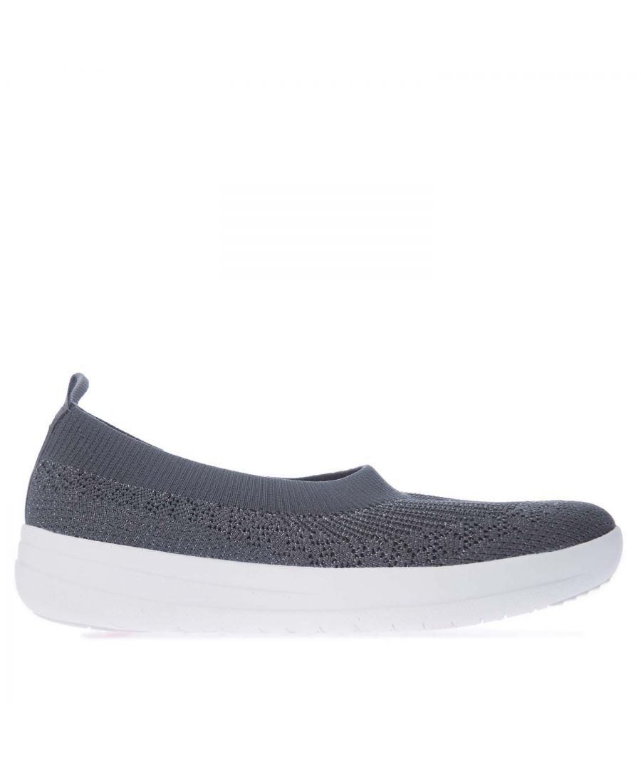 Womens Fitflop Uberknit Ballet Pumps in grey.- Textile upper.- Pull on closure.- Anatomically contoured footbed. - Anatomicush technology.- Rubber sole.- Textile upper  Textile lining  Synthetic sole. - Ref: H95898