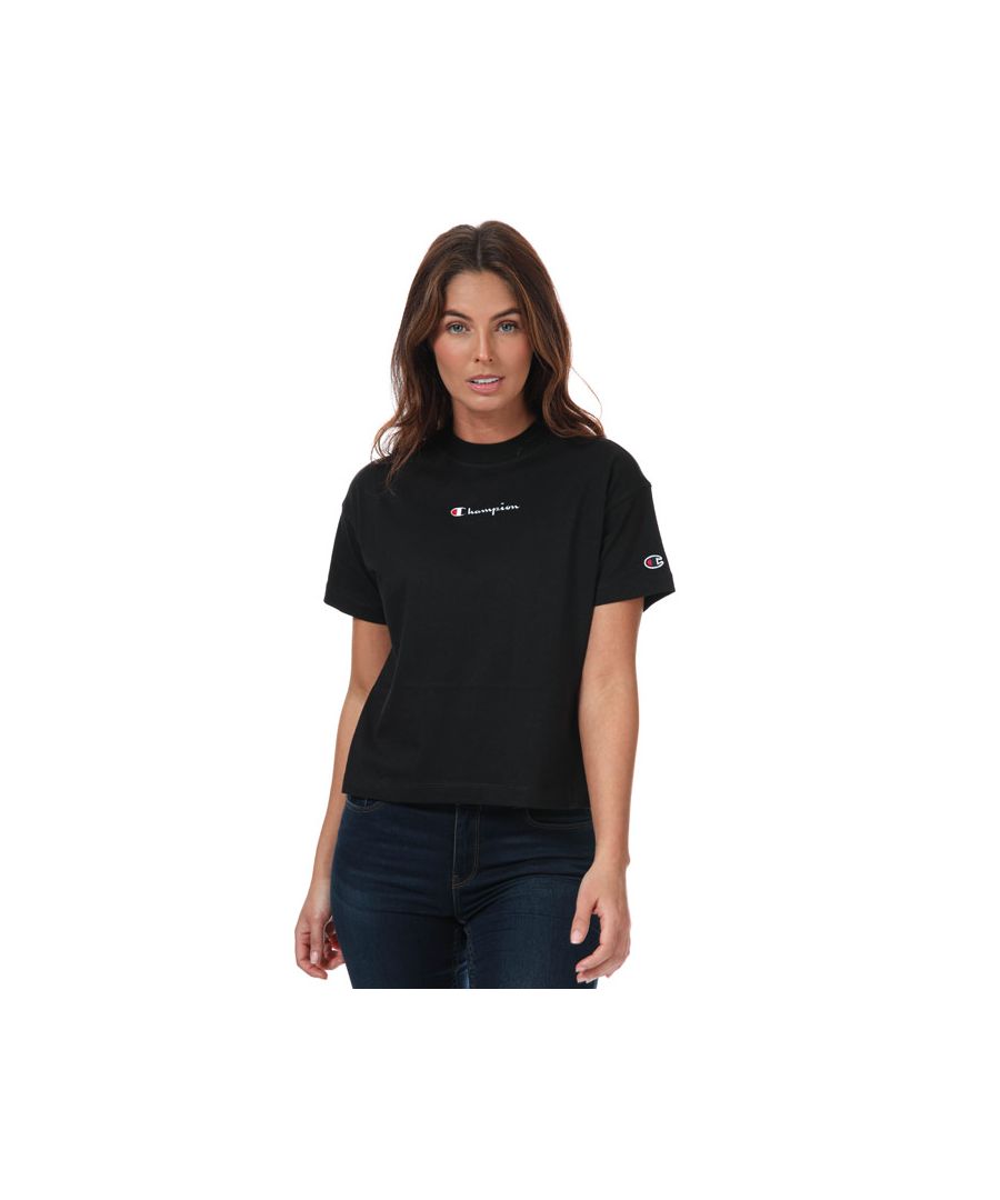 Women's Champion Oversized Small Script Logo T-Shirt in Black