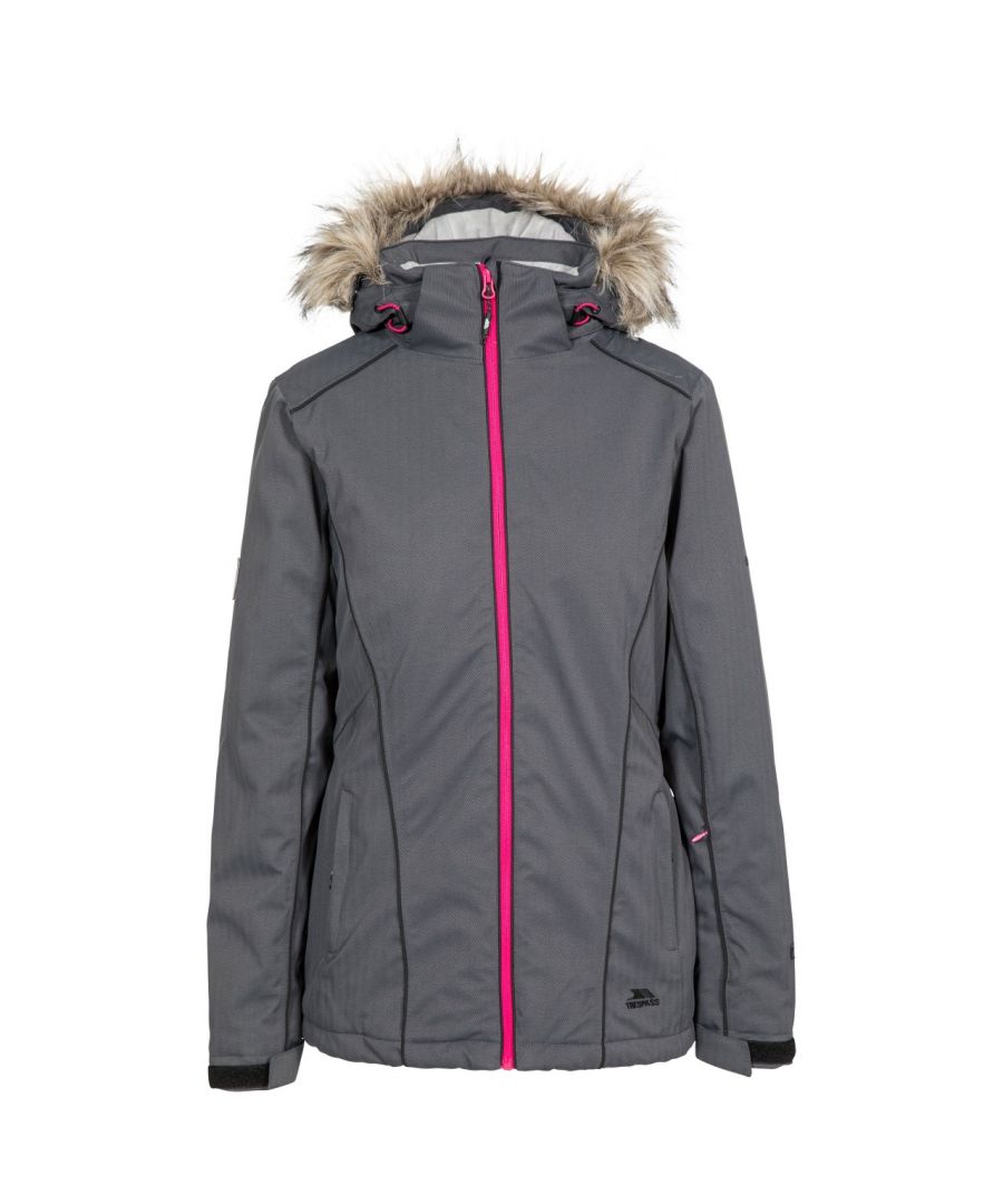 100% polyester Dames ski-jas met nepbont voering in de capuchon Aanraakbevestigingsmouwen 2 x voorzakken Volledige rits Ideaal om te skiën.