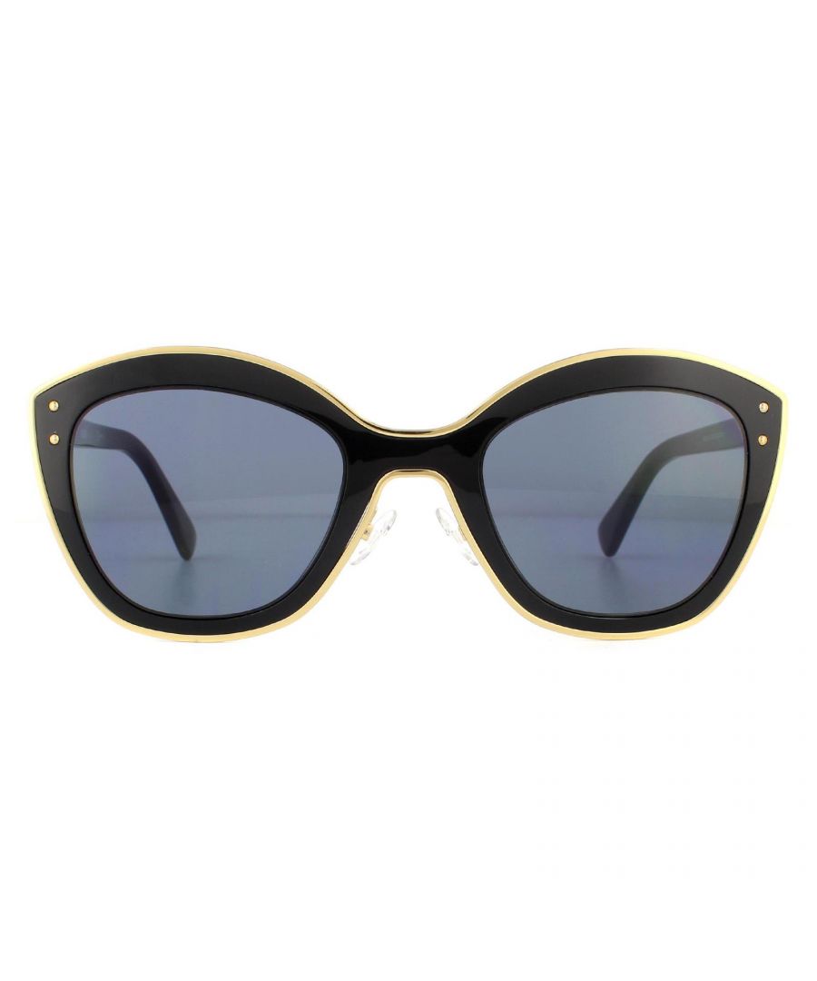 Moschino Sunglasses MOS050/S 807 IR Black Gold Grey are a fabulous style crafted from lightweight acetate. The feminine cat eye frame front is trimmed with gold metal and temples are finished with gold branding.