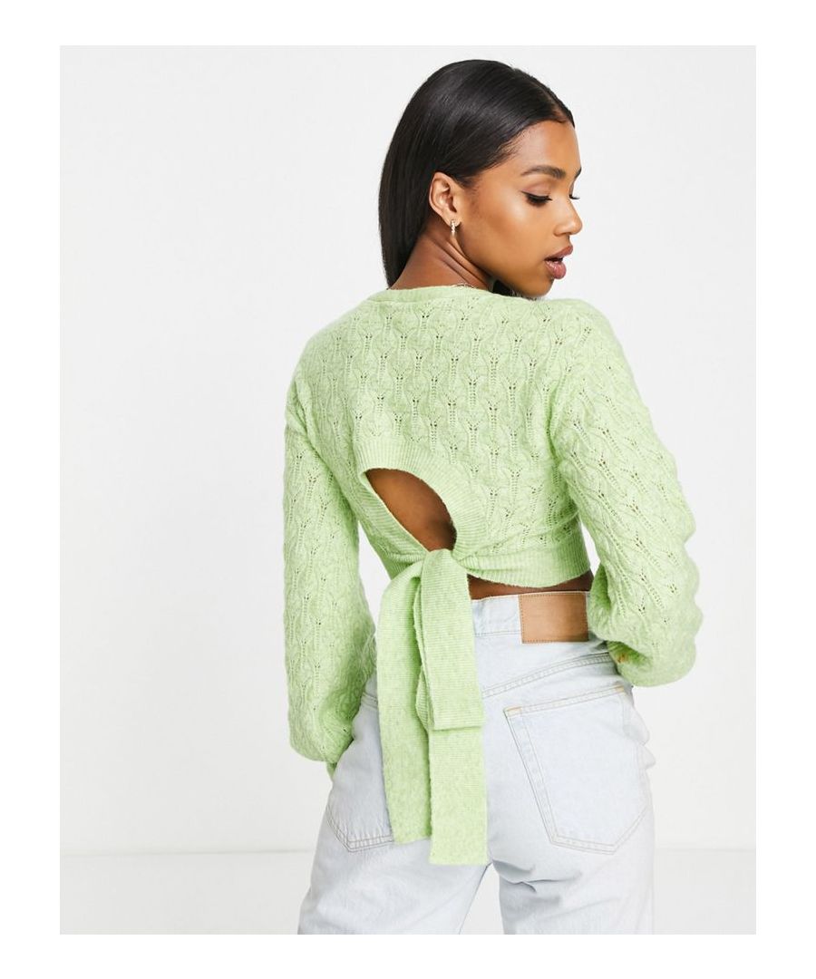 Jumper by Miss Selfridge Next stop: checkout Scoop neck Balloon sleeves Tie back Cropped length Regular fit Sold By: Asos