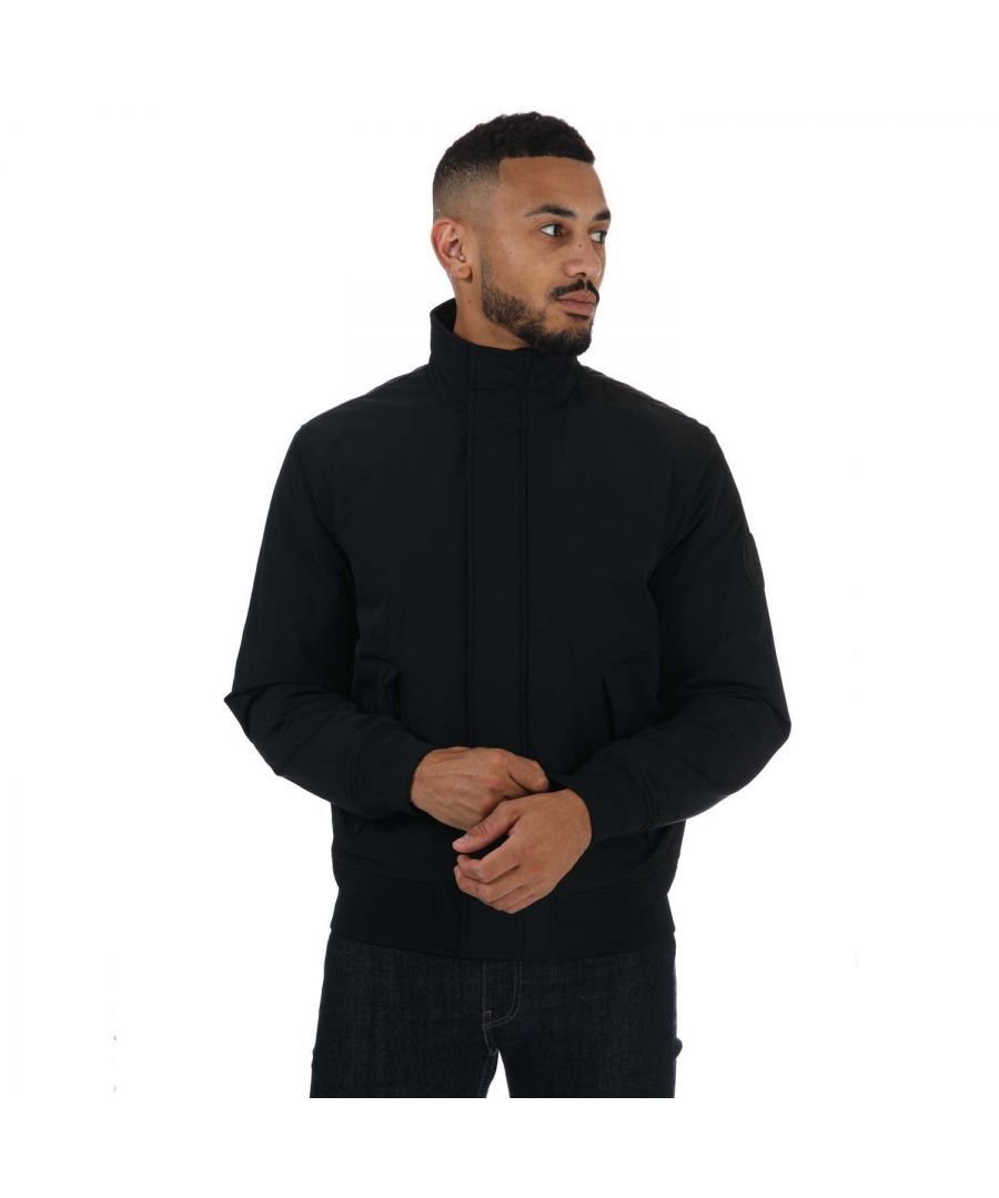 Mens Ted Baker Dryton Wadded Bomber Jacket in black.- High neck.- Zip and button front.- Two exterior zip pockets.- Wadded.- Ribbed cuffs and hem.- Ted Baker magnolia detail.- Ted Baker-branded.- Shell: 87% Polyamide  13% Elastane. Lining: 87% Polyester  13% Cotton. Filling: 100% Polyester. - Ref: 256723BLACK