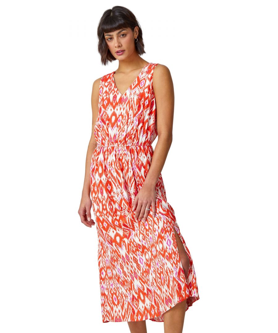 Aztec Print Tie Back Maxi Dress