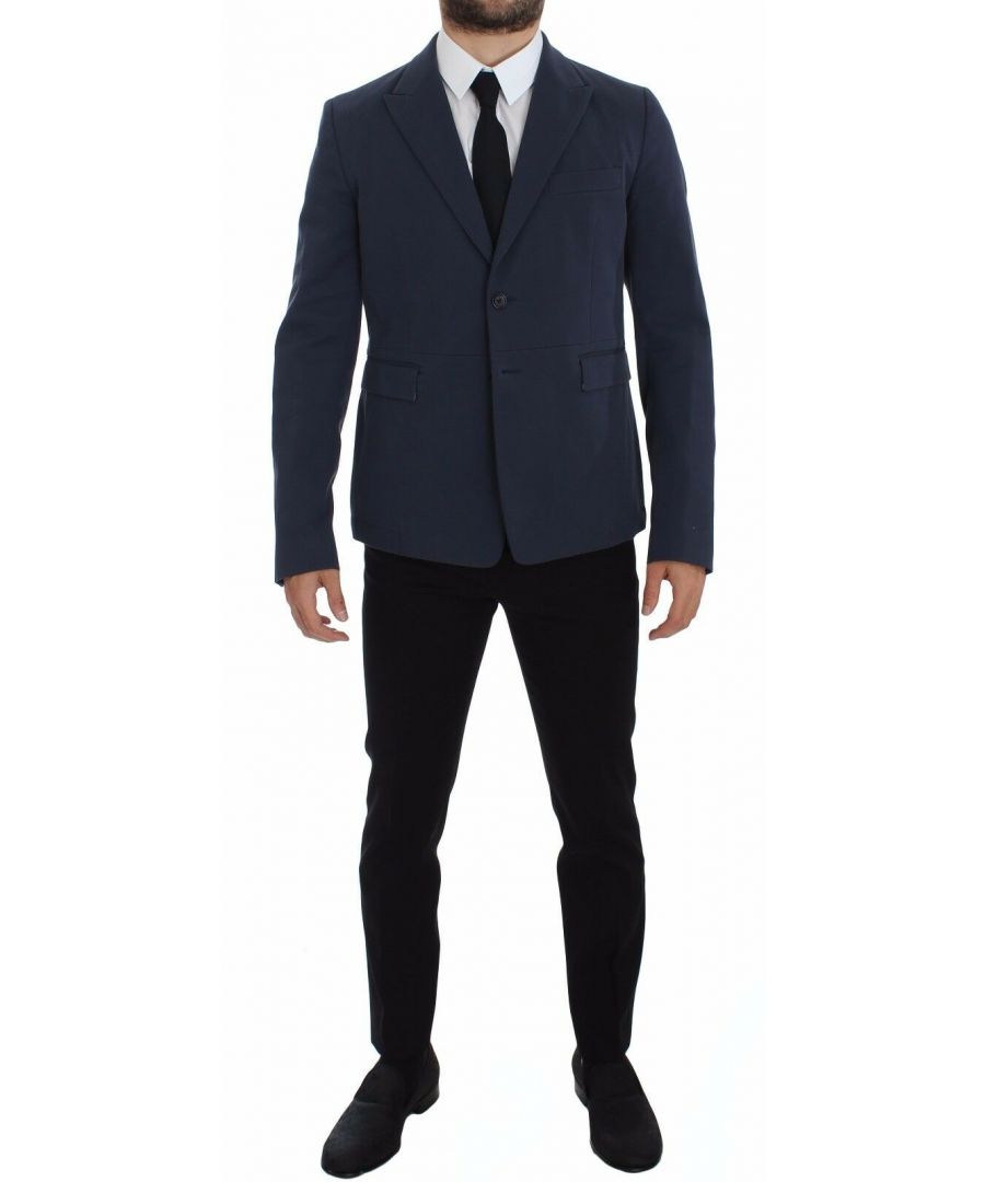 Dolce & Gabbana Mens Blue Cotton Stretch Casual Blazer Silk - Size X-Large