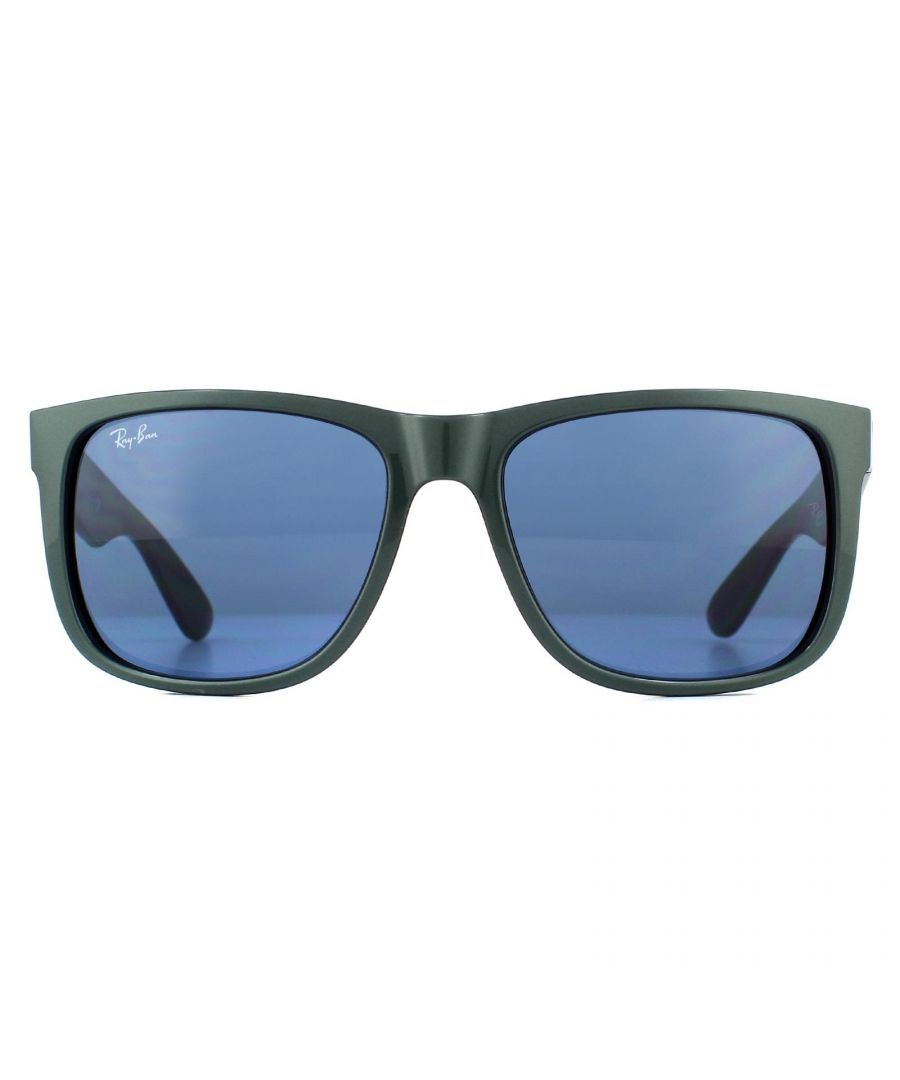 Image for Ray-Ban Sunglasses Justin 4165 646880 Green Metallic on Black Dark Blue 55mm