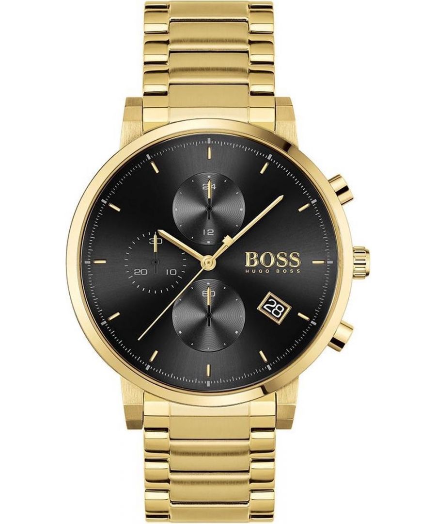 Dit Hugo Boss Mannen horloge beschikt over een Quartz binnenwerk. De kast (43 mm mm) is vervaardigd uit RVS (Goudkleurig) en heeft een Mineraalglas. De band is Goudkleurig RVS. Dit horloge uit de Hugo Boss Integrity reeks is een mooi en tijdloos geschenk. Verras jezelf of iemand anders met dit cadeau. Bovendien geniet u hierbij van 2 jaar garantie tegen alle fabricagefouten.