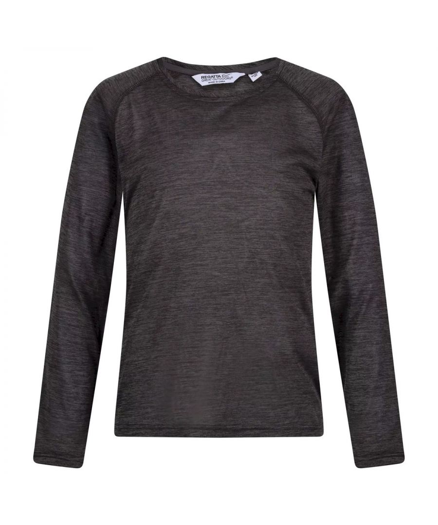Material: Polyester. Fabric: Jersey, Marl. Design: Plain. Neckline: Crew Neck. Sleeve-Type: Long-Sleeved. Flat Locked Seams. Fabric Technology: Quick Dry. Sustainability: Eco Friendly, Made from Recycled Materials.