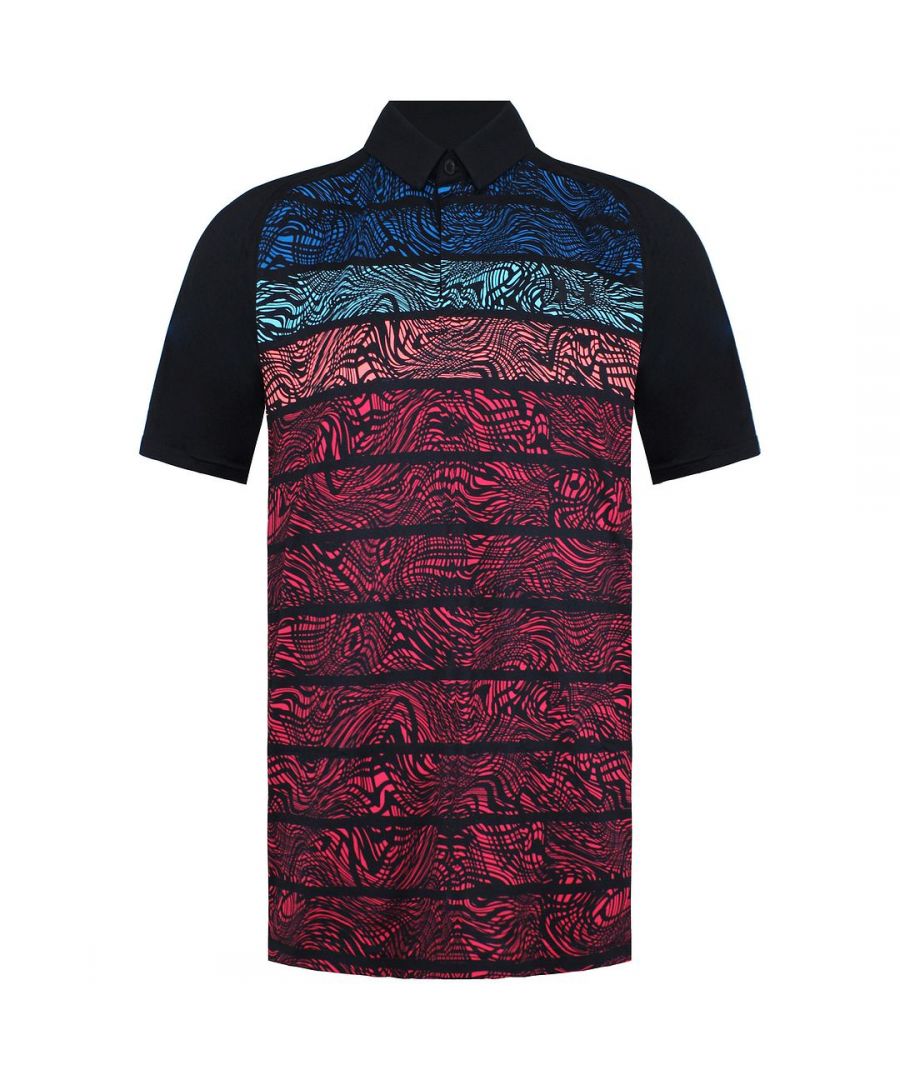 Under Armour Iso-Chill Mens Black/Purple Psych Stripe Polo Shirt – Multicolour – Size Large