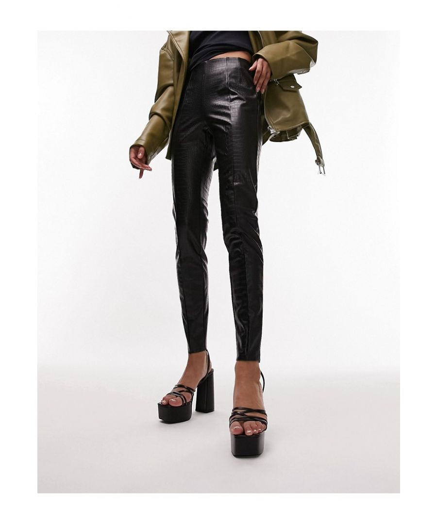 Trousers & Leggings by Topshop Welcome to the next phase of Topshop Mock-crock design High rise Bodycon fit Sold by Asos